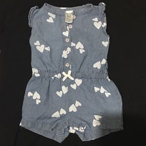 6m Carter's Heart Print Chambray Romper